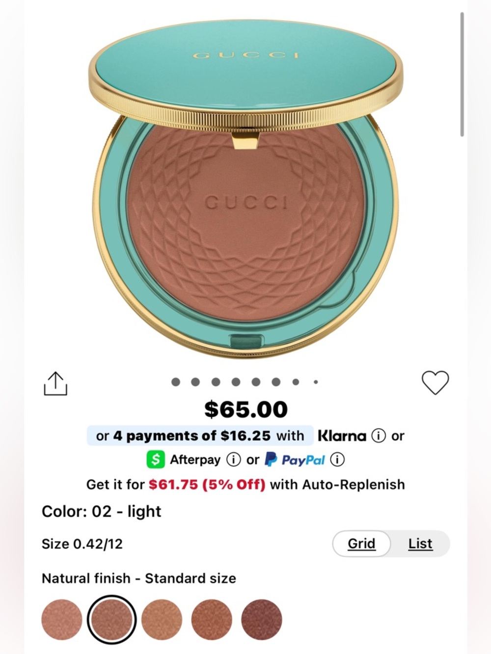 Gucci Turquoise & Gold Compact Bronzer - Warm Brown